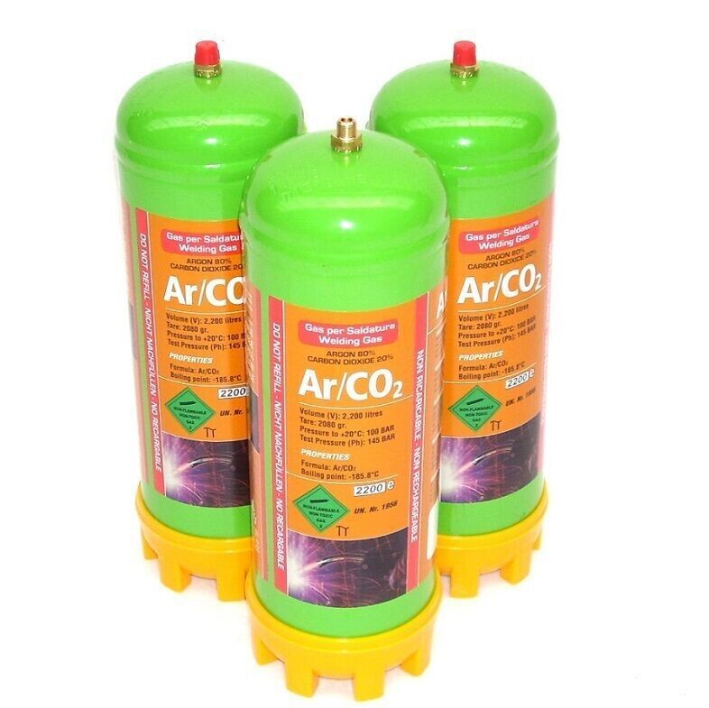 3 x Einweg Schutzgasflasche 2.2L CO2 Argon Mischgas 51601 Gas Flasche Schweißgas