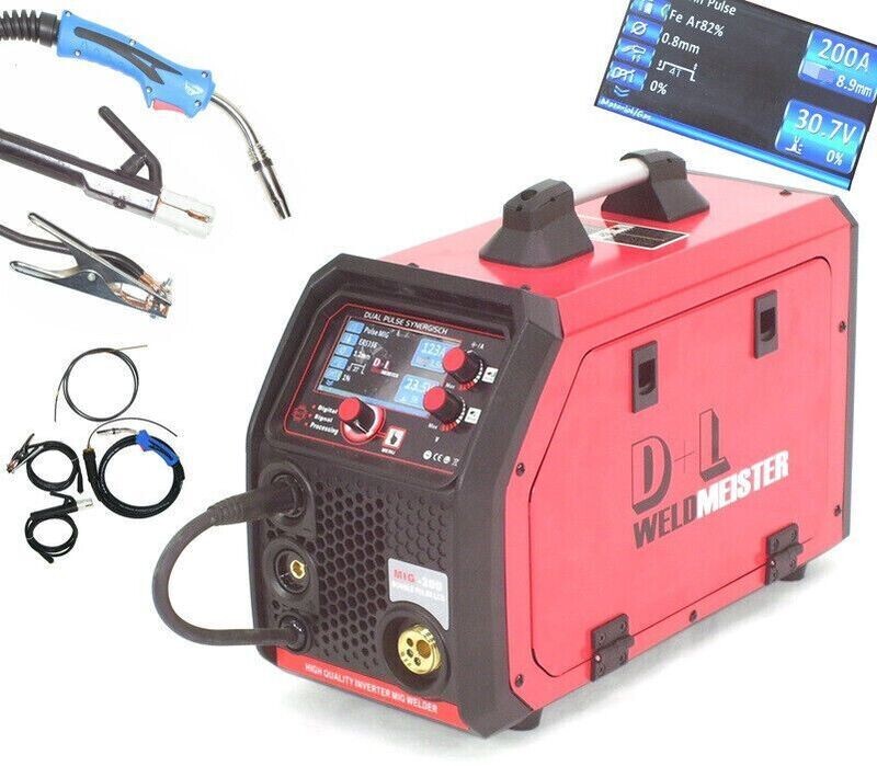 MIG/MAG Doppelpuls Schutzgas Schweißgerät 200 LCD synergische WIG MMA CuSi 13959 MIG/MAG Doppelpuls Schutzgas Schweißgerät 200 LCD synergische WIG MMA CuSi 13959