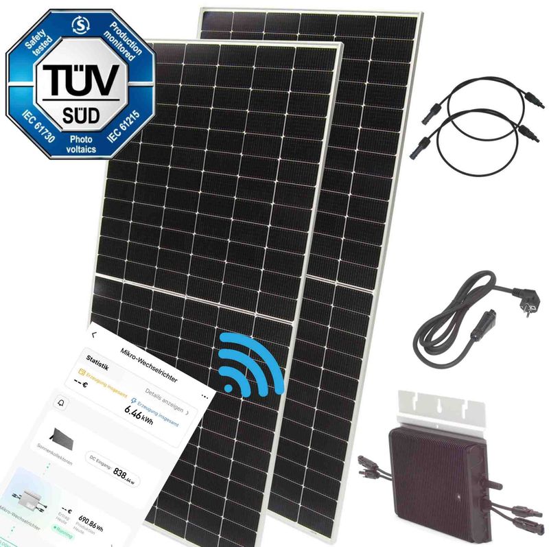 Balkonkraftwerk 1500W 800W Bifazial Solaranlage Wifi Wechselrichter App Überschuss Laden PV Set Balkonkraftwerk 1500W 800W Bifazial Solaranlage Wifi Wechselrichter App Überschuss Laden PV Set