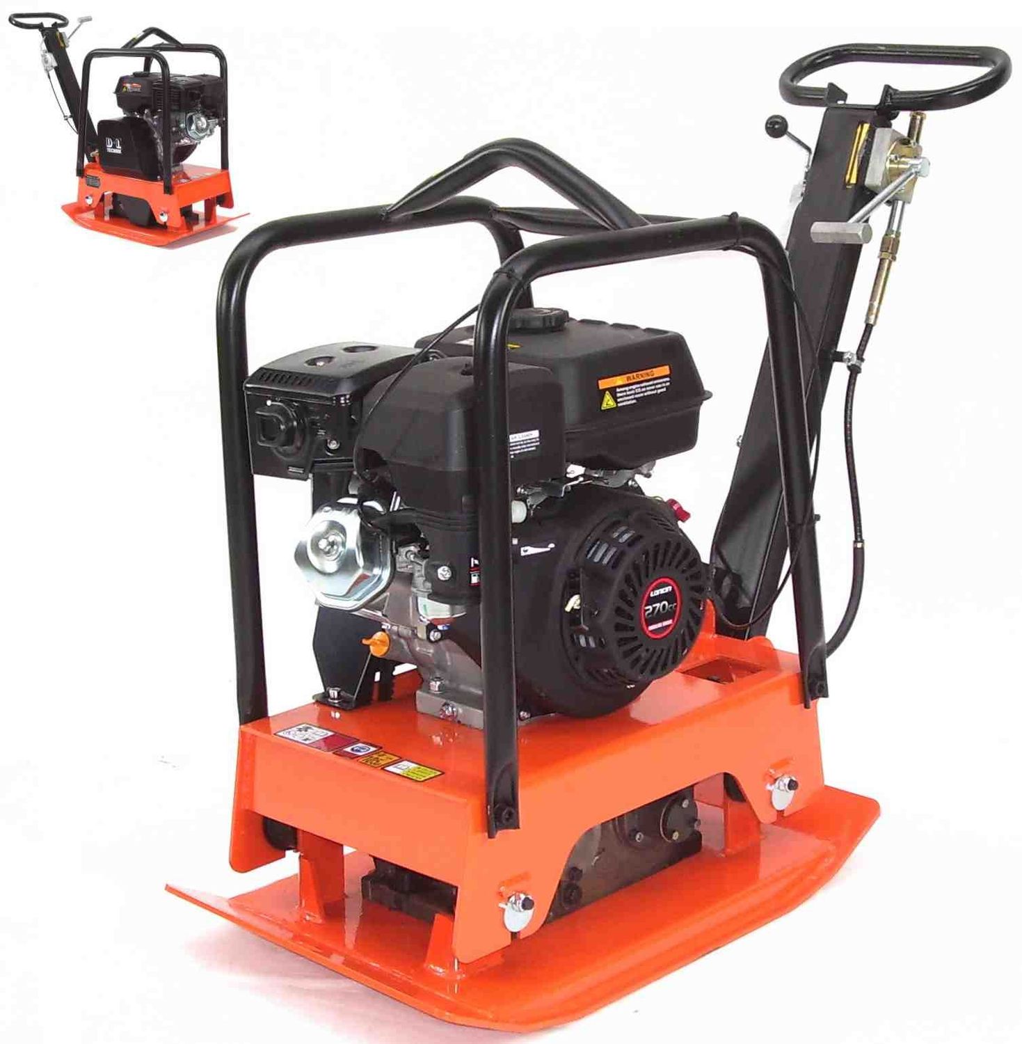 Rüttelplatte Verdichter 160kg 30kN 9PS reversierbar mit Fahrwerk Gummimatte 56121