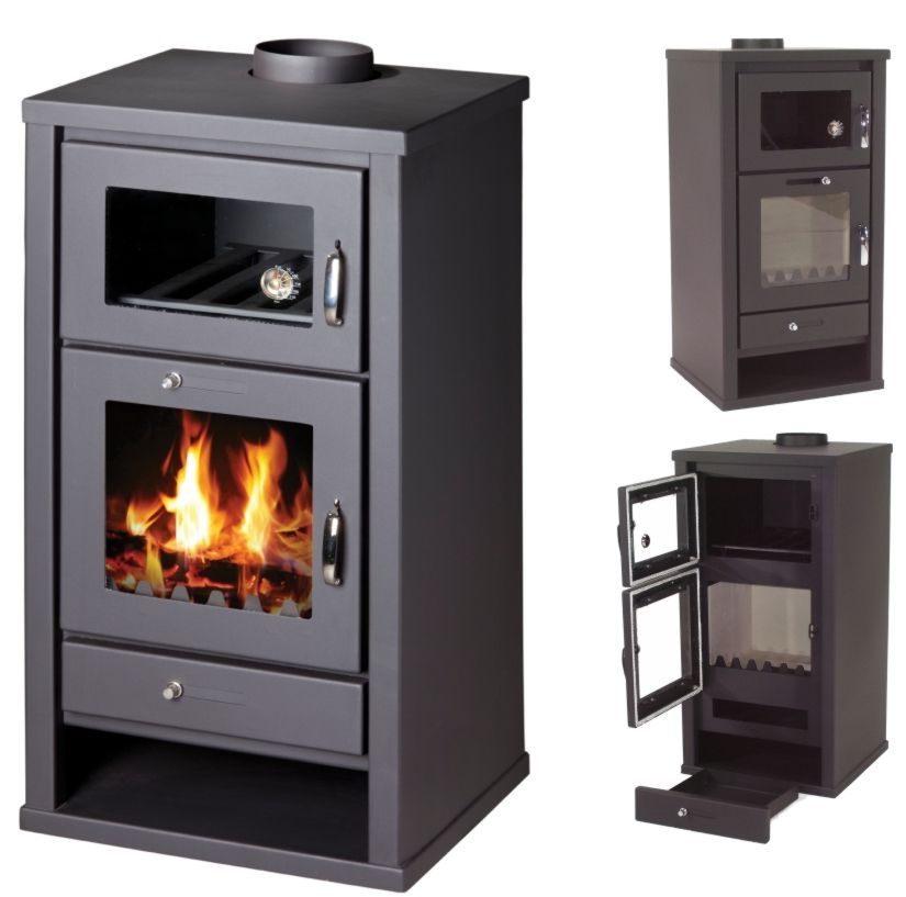 Kaminofen 11.3 kW Backfach + Herdplatte Kachelofen Heizofen EEK A 56314