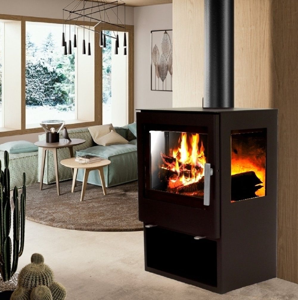 Panorama Kaminofen 9.8kW Holzofen 3 Scheiben Kamin 56315