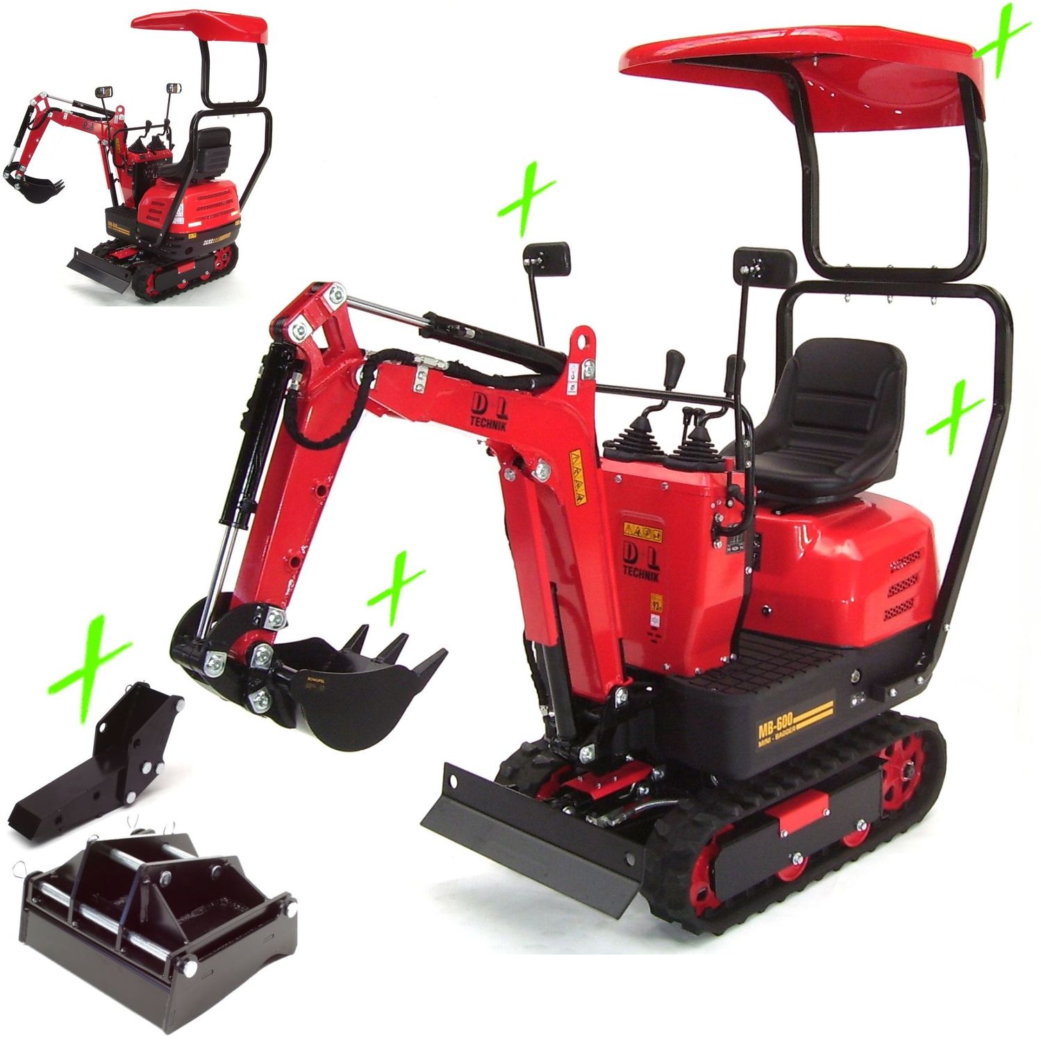 Minibagger MB-600 Mini-Bagger inkl. Zubehörset  8,8kN Tieflöffel 56220