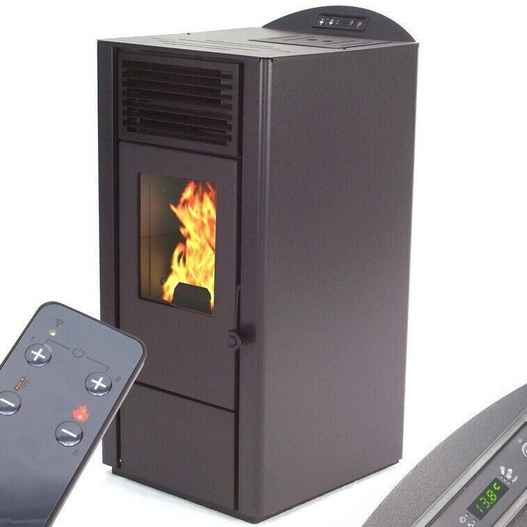 Pelletofen 9,5kW Pelletkamin Pelletheizung Kaminofen A+ Holzofen Glastür 56300