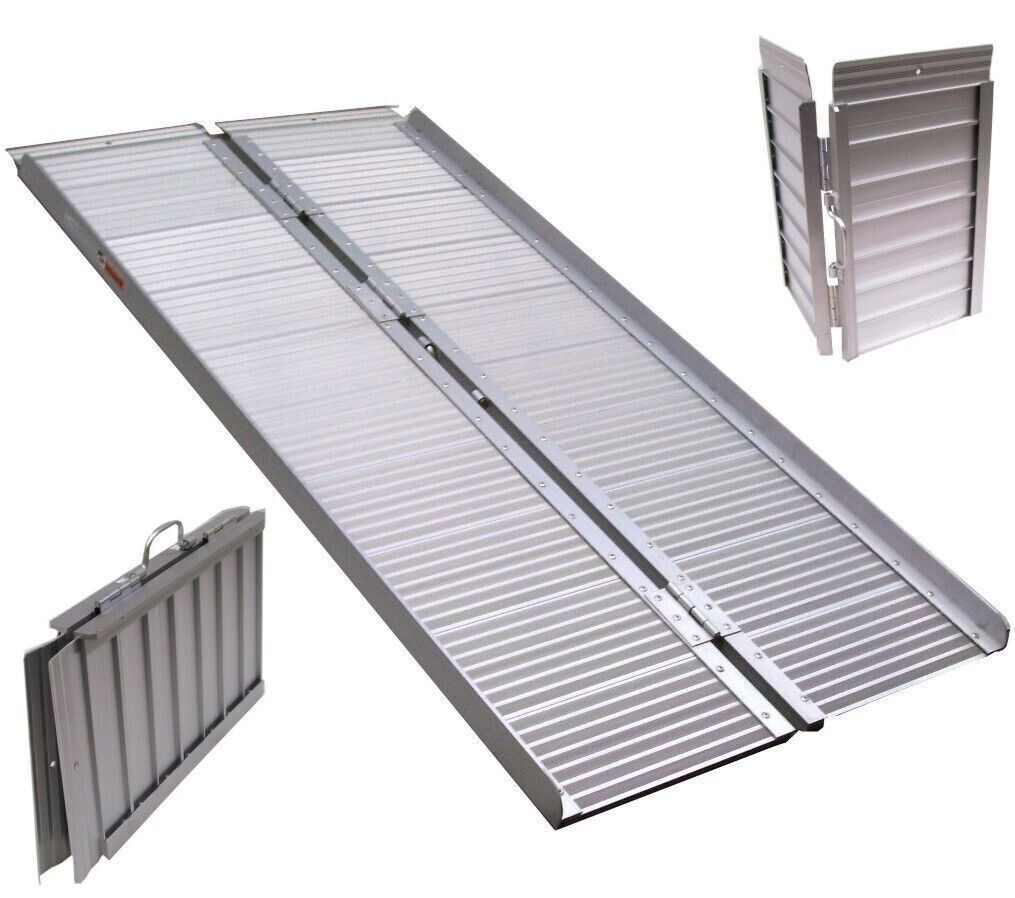 Alu Rampe Rollstuhlrampe 182cm 270kg -06065- klappbare Rollstuhl Laderampe
