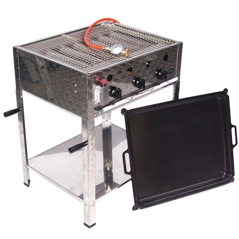 EDELSTAHL GASBRÄTER 10 kW 3 flammig GASGRILL BRÄTER GRILL BBQ Grillwagen Pfanne