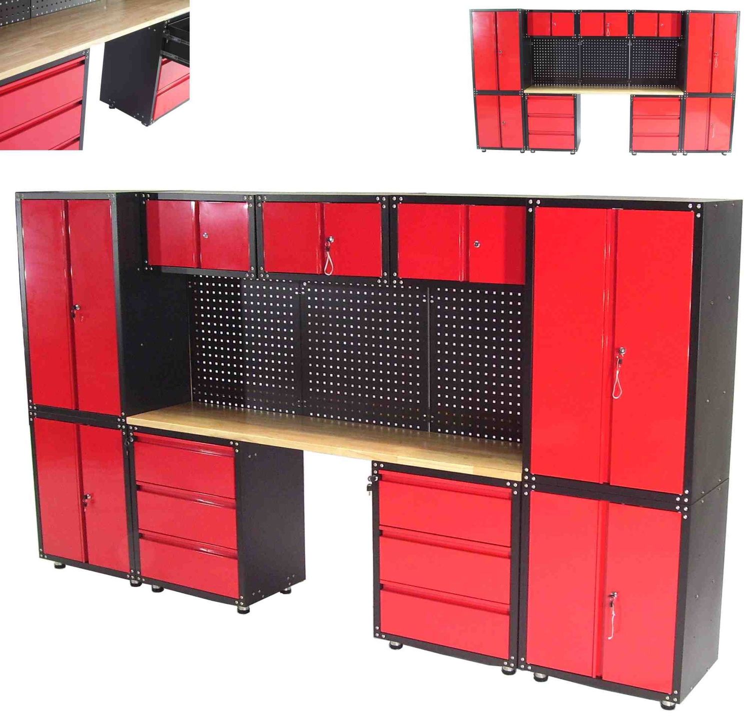 Werkstatt Schranksystem 13-teilig Werkstattschrank Werkbank 57065