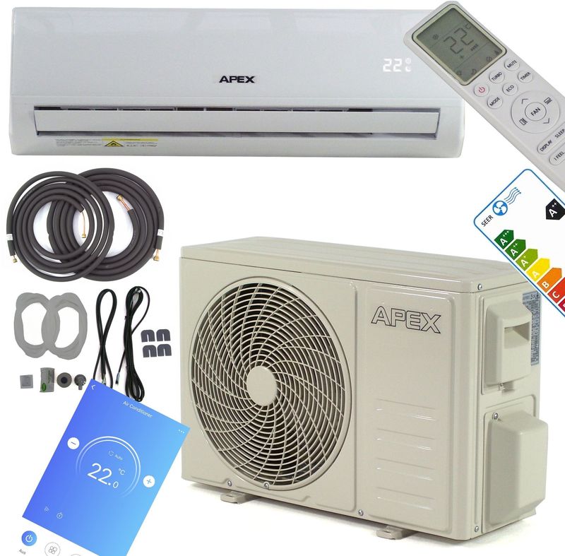 Split Klimaanlage Klimagerät 4-in-1 12000 BTU inkl. 5m Leitung Heizfunktion Luftentfeuchter Bautrockner 3400W 56189