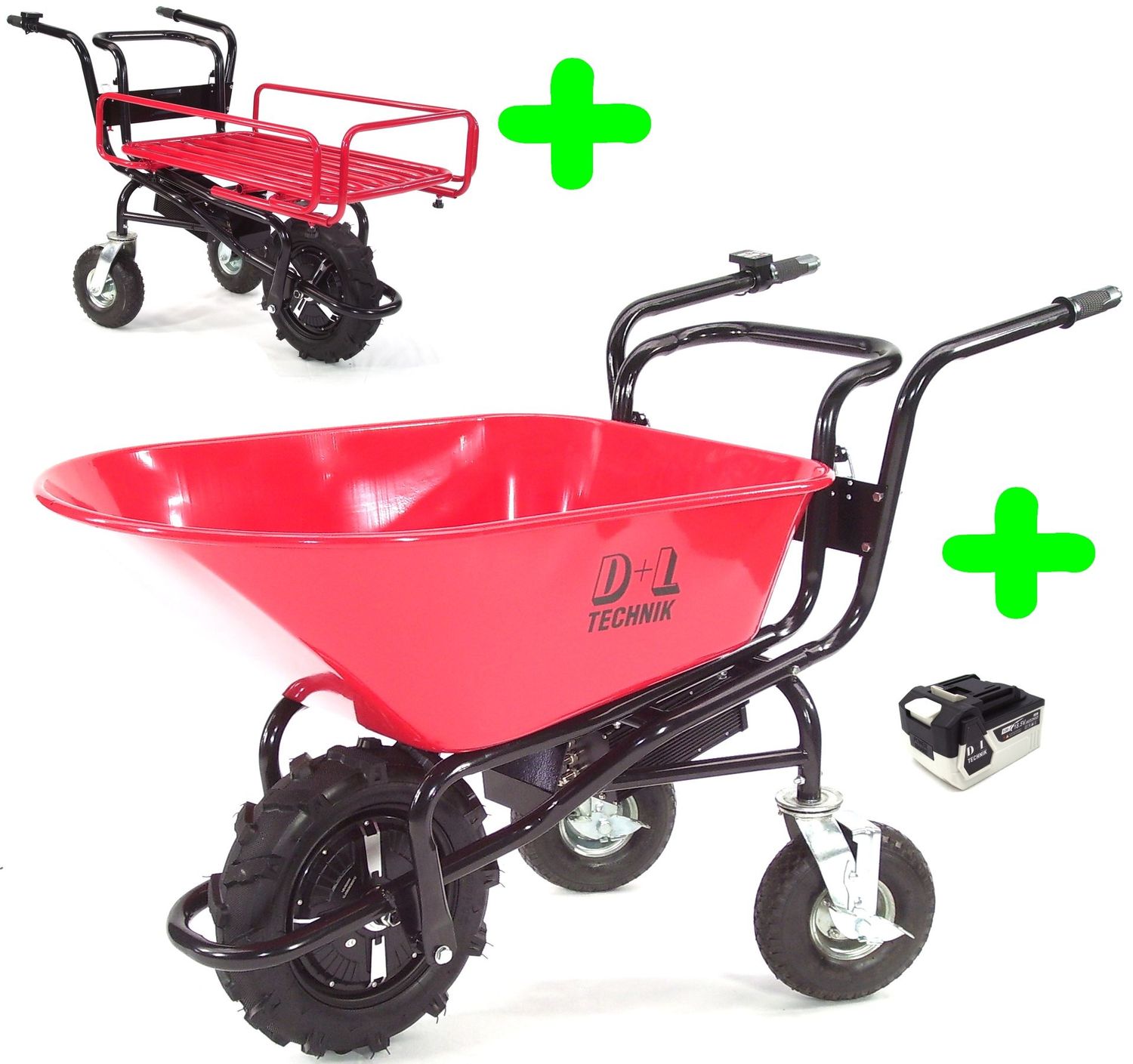 Elektrische Schubkarre 200kg 2-in-1 Motorschubkarre Li-Ion 18,5V Akku Schubkarre Elektro Dumper Mini Dumper Akku Transportkarre 55963