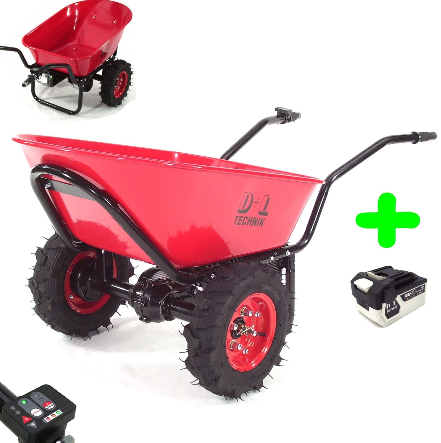 Elektrische Schubkarre 260kg 2-Rad Motorschubkarre Li-Ion Akku 18,5V Schubkarre Elektro Mini Dumper Zweiradkarre Hofkarre 55964