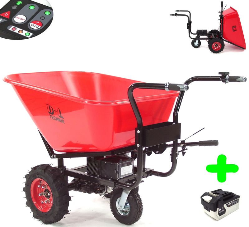 Elektrische Schubkarre 240L Dreirad Motorschubkarre Li-Ion Akku 18,5V Schubkarre Elektro Gartenschubkarre Tiefmulde Mini Dumper Hofkarre 55965