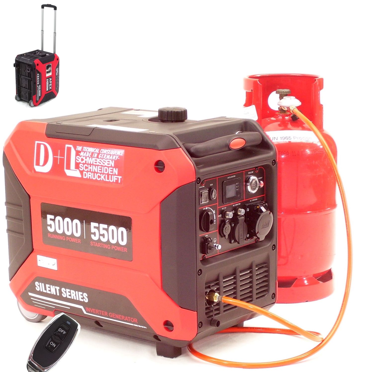 Gas u. Benzin Generator Stromerzeuger 6500 E-Start Stromaggregat Inverter 06293 Gas u. Benzin Generator Stromerzeuger 6500 E-Start Stromaggregat Inverter 06293