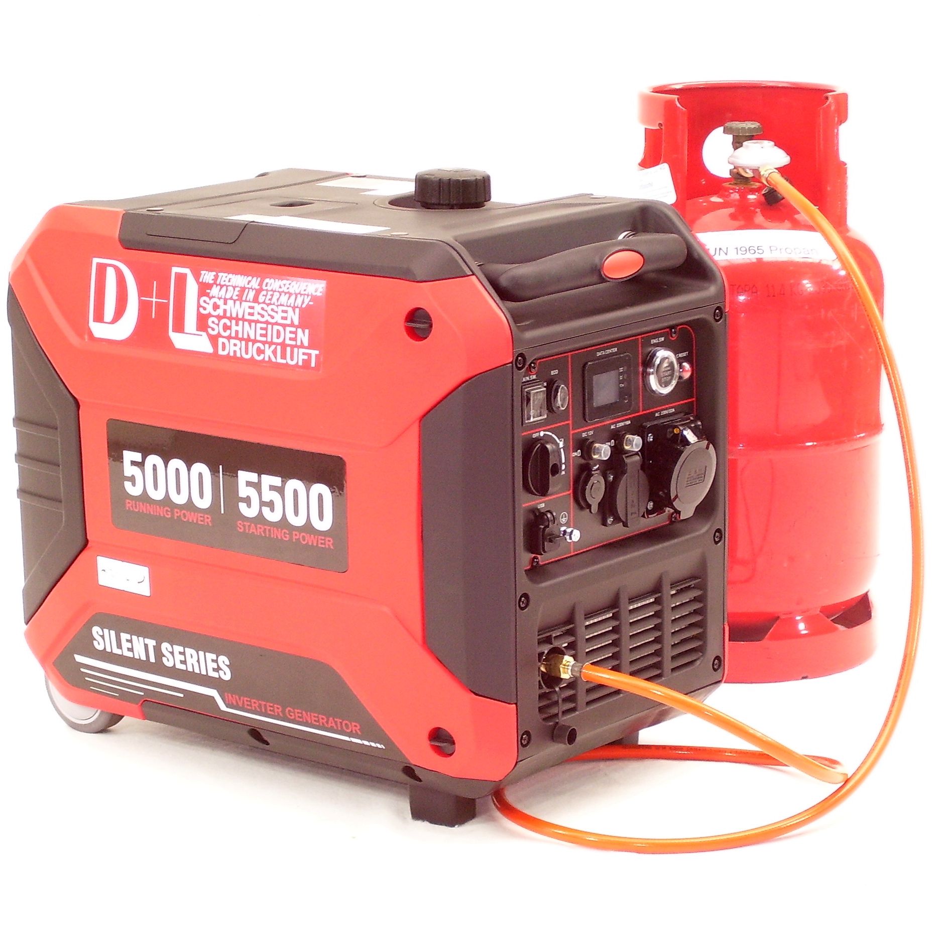 Gas u. Benzin Generator Stromerzeuger 6500 E-Start Stromaggregat Inverter 06293