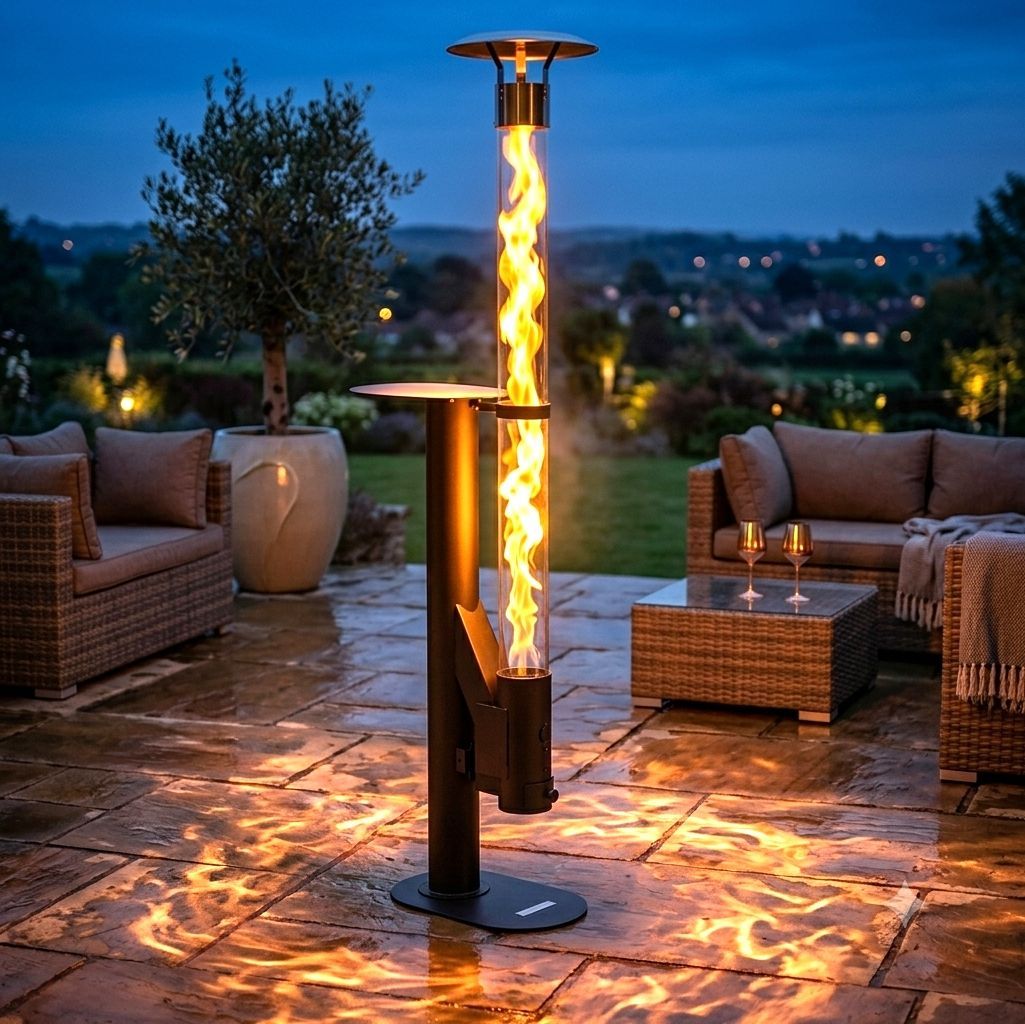 XXL Pellet Feuersäule Feuerrohr Pelletfackel Terrassenheizer Heizstrahler Heizpilz 56710