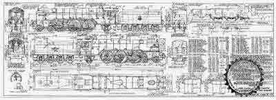 4mm scale drawing 381 : A1 Peppercorn 4-6-2 express passenger engine