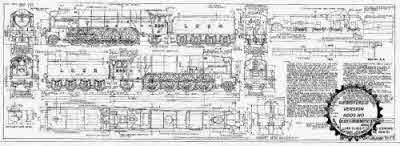 4mm scale drawing 384 : P2/1 Gresley 2-8-2 Engine no 2001 as built