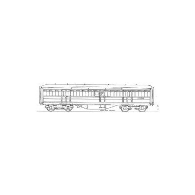 4mm scale drawing 195 : 52' 6" Gresley corridor luggage brake Diagram 111 154 282