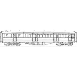 4mm scale drawing 204 : 61' 6" Gresley corridor brake 1st ( 2 compartments )  Diagram 142