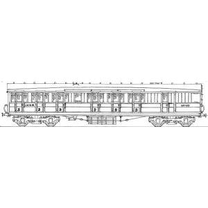 4mm scale drawing 212 : 58' 1?" Gresley GNR lavatory brake 3rd class open Diagram GN 274