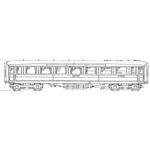 4mm scale drawing 255 : 58' 6" Gresley Buffet Car rebuilt from diagram 253 Diagram GN 78T 78V 78W GC 5G2