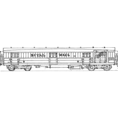 4mm scale drawing 701 : 60' 1?" Gresley mail van Diagram 131