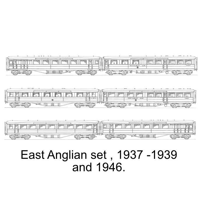 4mm scale drawing set 9 : Gresley 6 coach East Anglian set