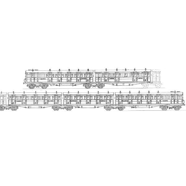 4mm scale drawing set 15 : Artic ex GN 6 & 8 wheel rigids Quint brake, lavatory. Compo (rebuilt from quad also)