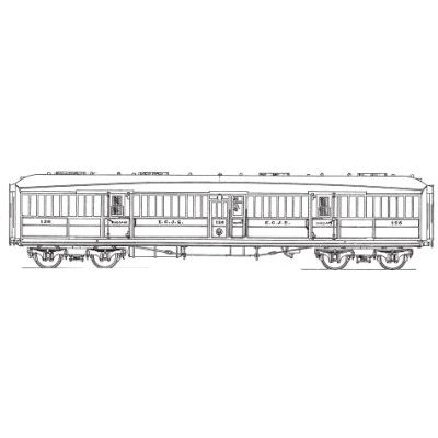 4mm kit 144 : 56 6" Gresley ECJS/GNR Luggage Brake (Composite of several post 1906 GN NE ECJS Luggage Brakes) Diagram EC 38 39 39A 39B 39C 39E GN J13 J18 286 287 308