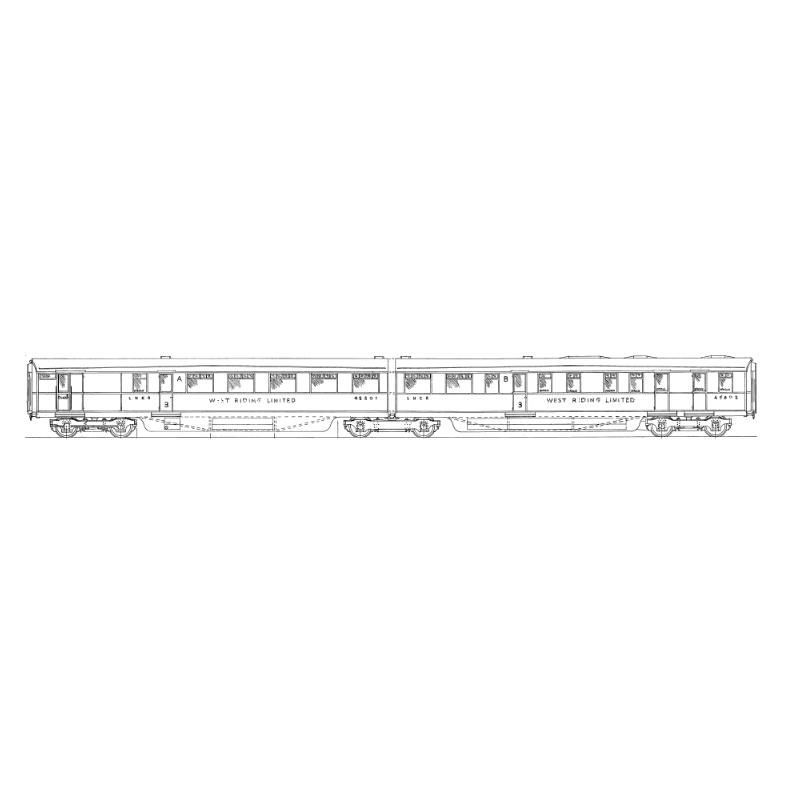 4mm kit 4.2 Coronation / West Riding carriages  AB Twin Restaurant brake third