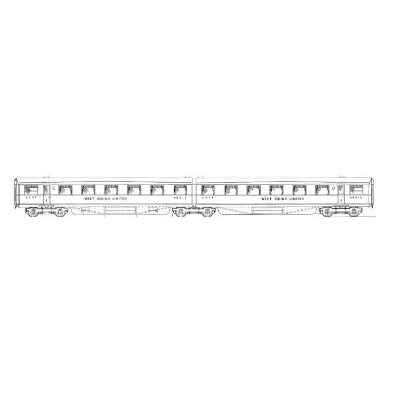 4mm kit 4.3 Coronation / West Riding carriages CD twin open first