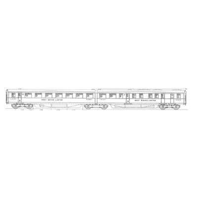 4mm kit 4.4 Coronation / West Riding carriages EF twin Restaurant open third