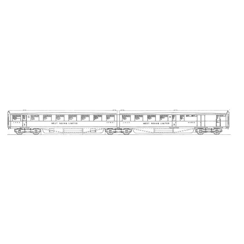 4mm kit 4.5 Coronation / West Riding carriages GH twin open brake third
