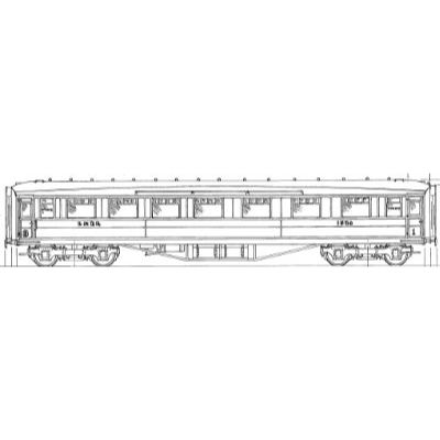 7mm scale drawing 101 : 61' 6" Gresley Corridor composite end vestibule Diagram 211 259 296