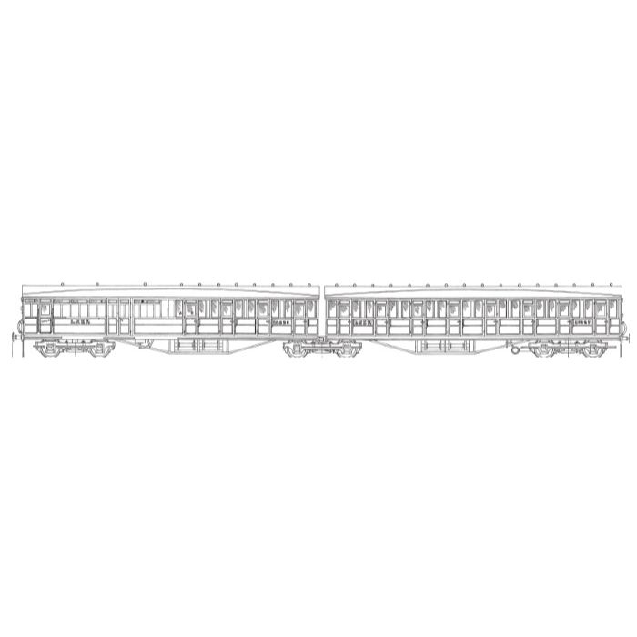 7mm scale drawing 114 : 103' 4" Gresley ordinary twin brake 3rd class (each 51' 1?") 4 plus 8 compartments Diagram 247 278