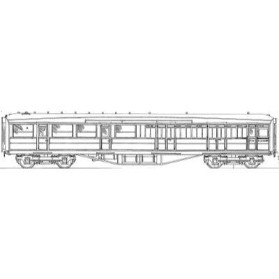 7mm scale drawing 122 : 61' 6" Gresley Corridor brake 3rd  4 compartments Diagram 35 38 39 114 292