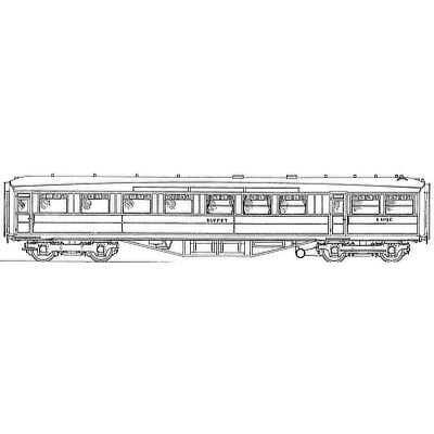 7mm scale drawing 126 : 61' 6" Gresley Buffet restaurant car Diagram 167