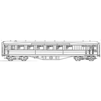 7mm scale drawing 150 : 61' 6" Gresley corridor Brake 3rd class open (6 bays) Diagram 196