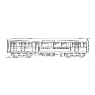 7mm scale drawing 168 : 52' 6" Gresley GNR 1st class saloon with cantrail ventilation Diagram GN 45C