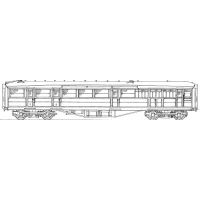 7mm scale drawing 206 : 61' 6" Gresley corridor brake composite (  2? 1st class, 3 3rd class) Diagram 33 143