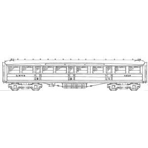 7mm scale drawing 256 : 58' 6" Gresley GNR corridor semi open composite Diagram EC 2A GN 164F