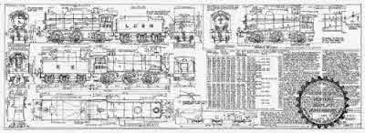 7mm scale drawing 410 : J38 Gresley 0-6-0 goods engine with 3500 gallon tender