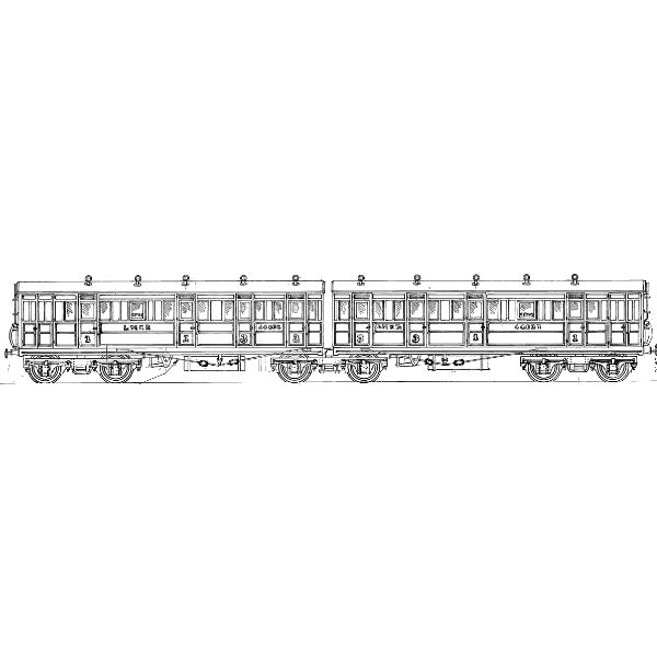 7mm scale drawing 676 : 72' GN Twin Articulated lavatory luggage composite Kings Cross area Diagram GN 164E 164D