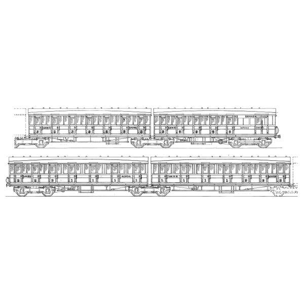 7mm scale drawing set 2 : GNR/LNER Quad Art suburban sets
