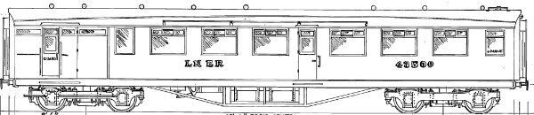 4mm kit 152 : 61' 6" Gresley Tourist open brake 3rd class GN section Diagram 169