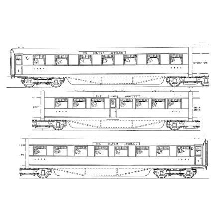 4mm kit 5.3 : Silver Jubilee Train carriage Triplet restaurant set