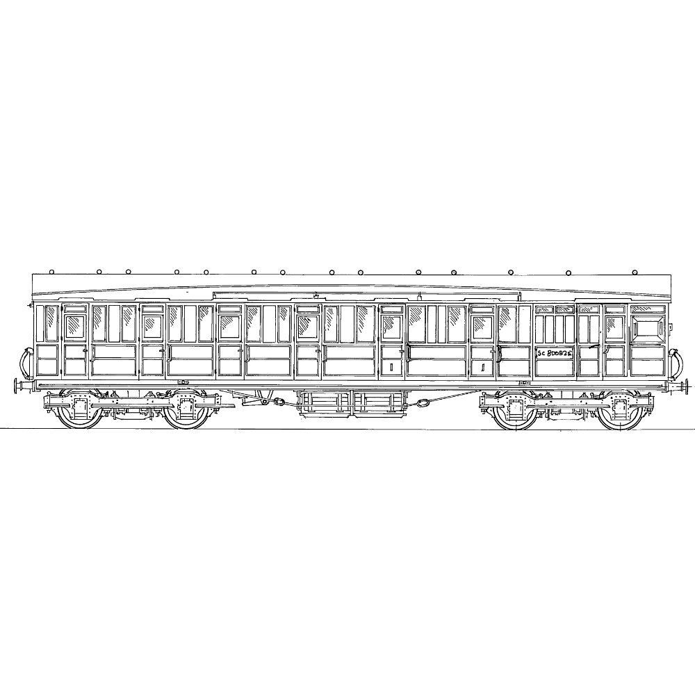 7mm scale drawing 229 : 51' 1?" Gresley steam autodriving composite (2 1st class 4 3rd class) Diagram 318