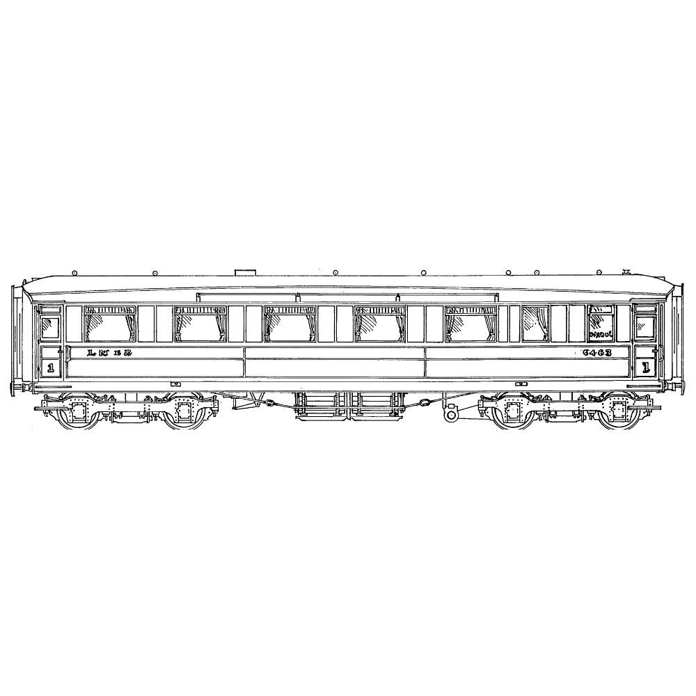 4mm kit 198 : 52' 6 4mm kit 198 : 52' 6" Gresley corridor 1st class open Diagram 197