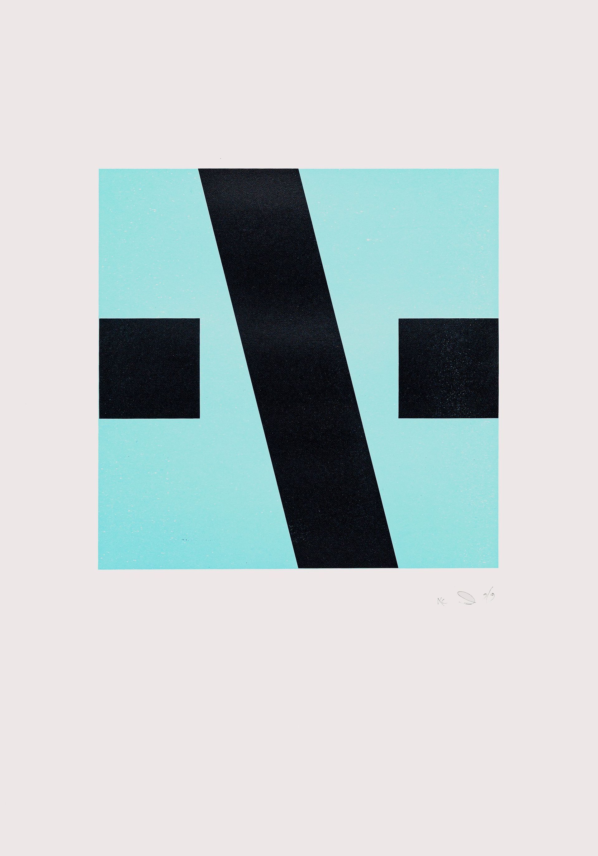 Lucy & Robert Carter, 'Black sash on blue (West Tip)', unframed