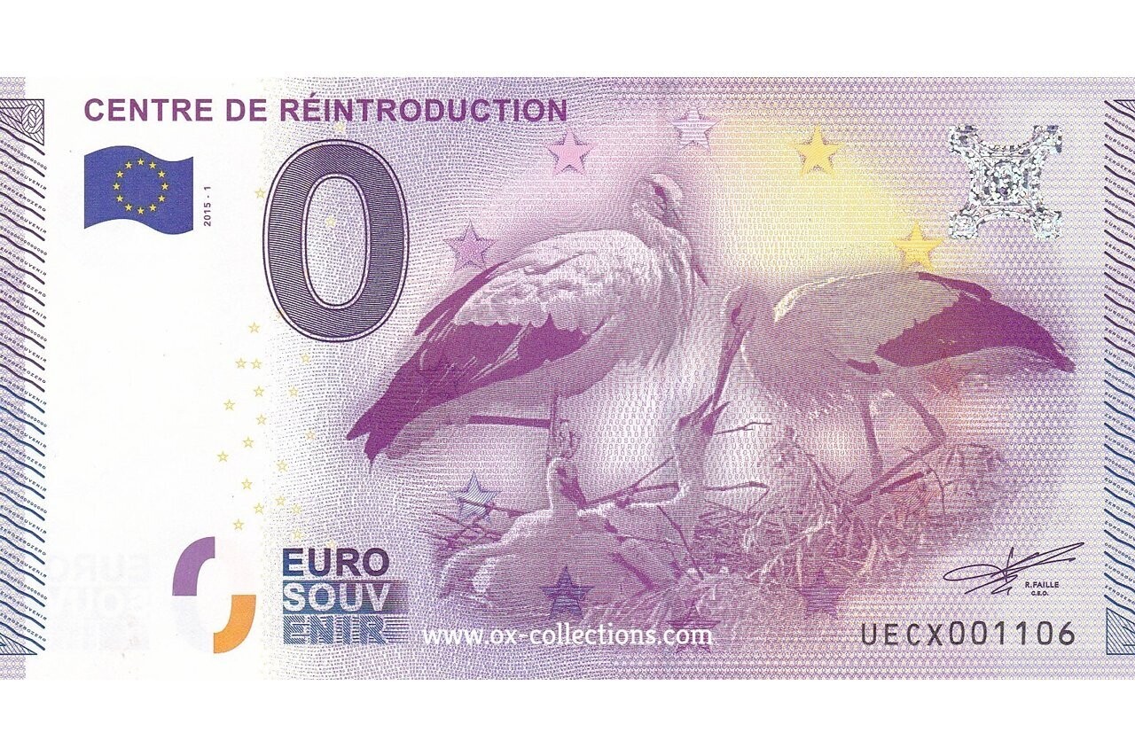 Zero Euro Note Centre de Réintroduction 2015-1 souvenir