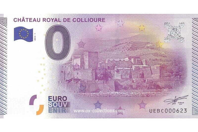 0 Euro-Schein Château Royal de Collioure 2015-1 Souvenir